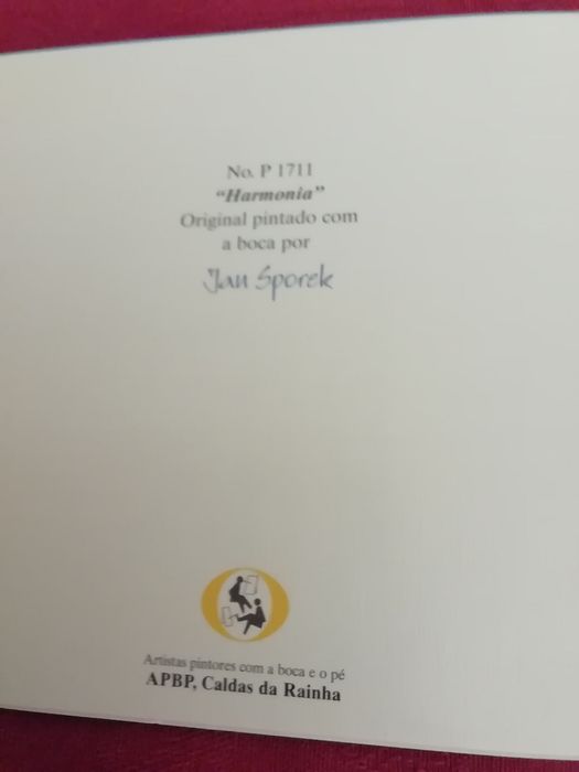 Postal pintado com a boca, para coleção