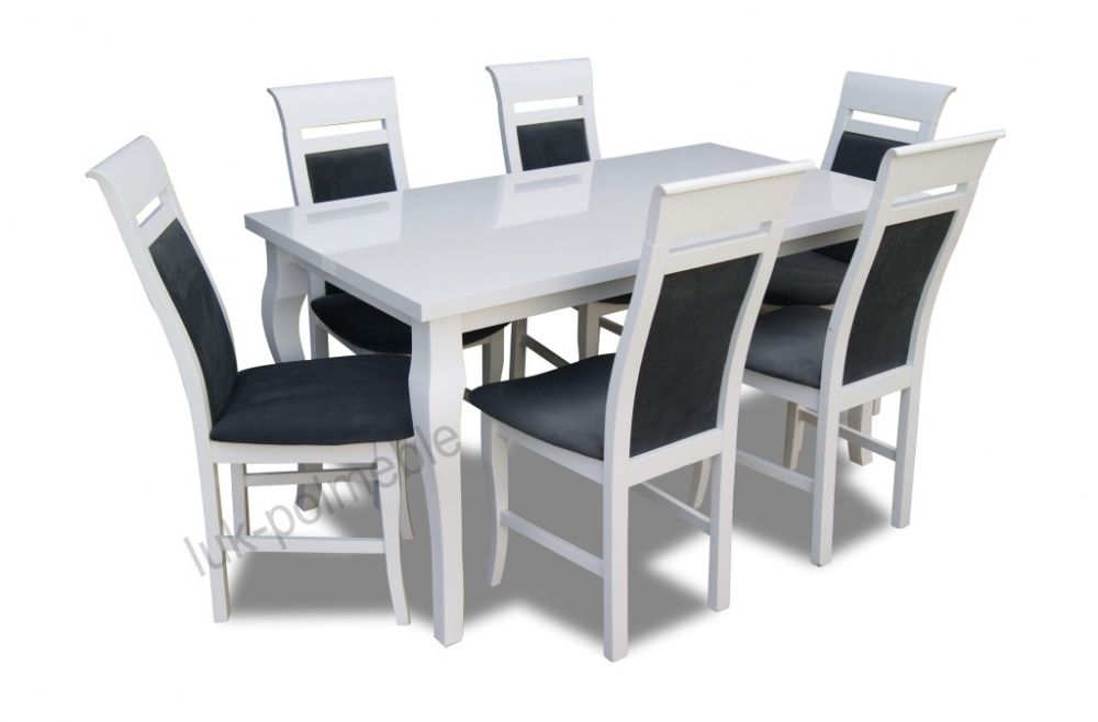 Piekny Zestaw Ada Biały SUPER CENA! Stół + 6 krzeseł