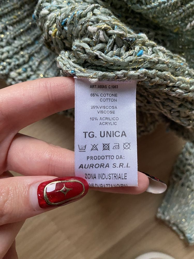 Zielony luźny kardigan pleciony zielony sweter na guziki uniwersalny