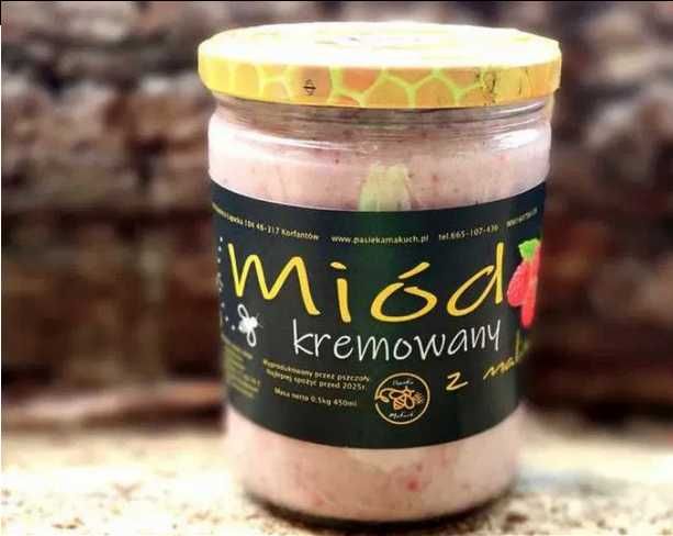 Miód Kremowany Malinowy 0,5kg z 440 ml