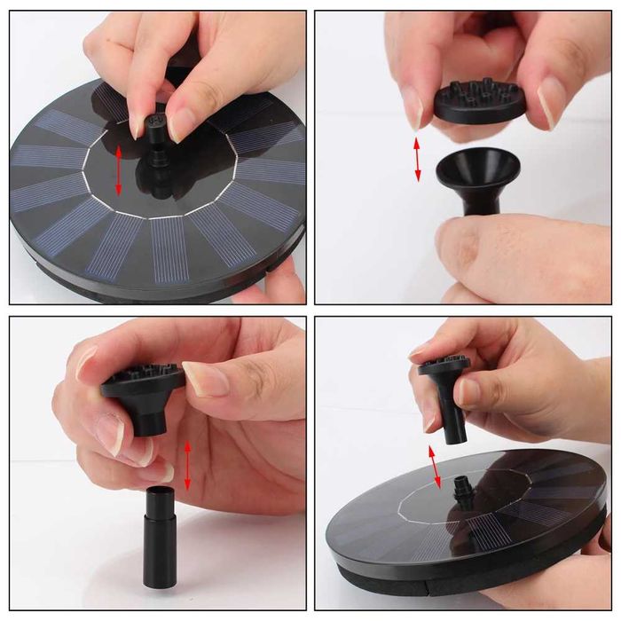 Fontanna Solarna Ogrodowa do Oczka Wodnego Stawu + ZESTAW KOŃCÓWEK