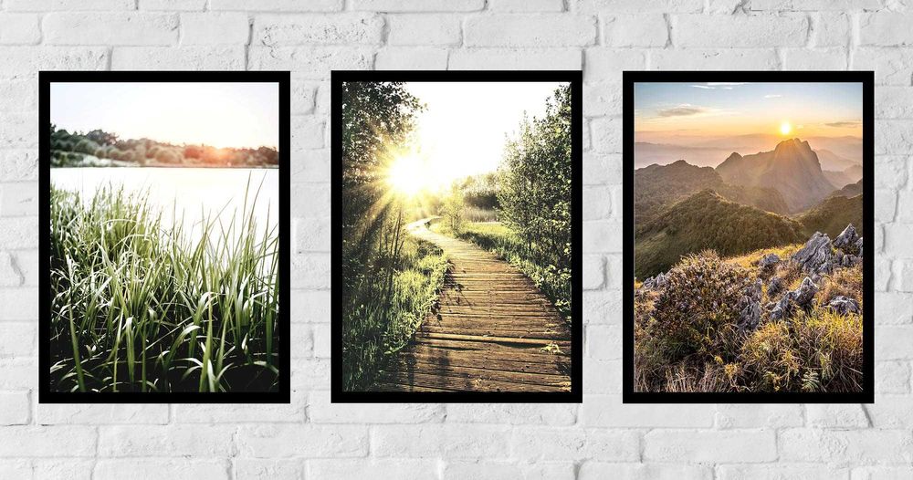 50x40 obrazy w ramie plakaty ramka MOST ŁĄKA GÓRY TRAWA LAS NATURA