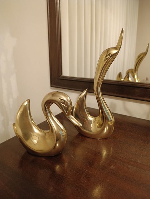 Conjunto cisnes em bronze