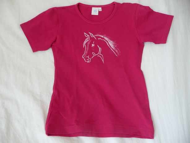 Koszulka, T-shert jeździecki, z koniem, konie, malunek, rozmiar 140 cm