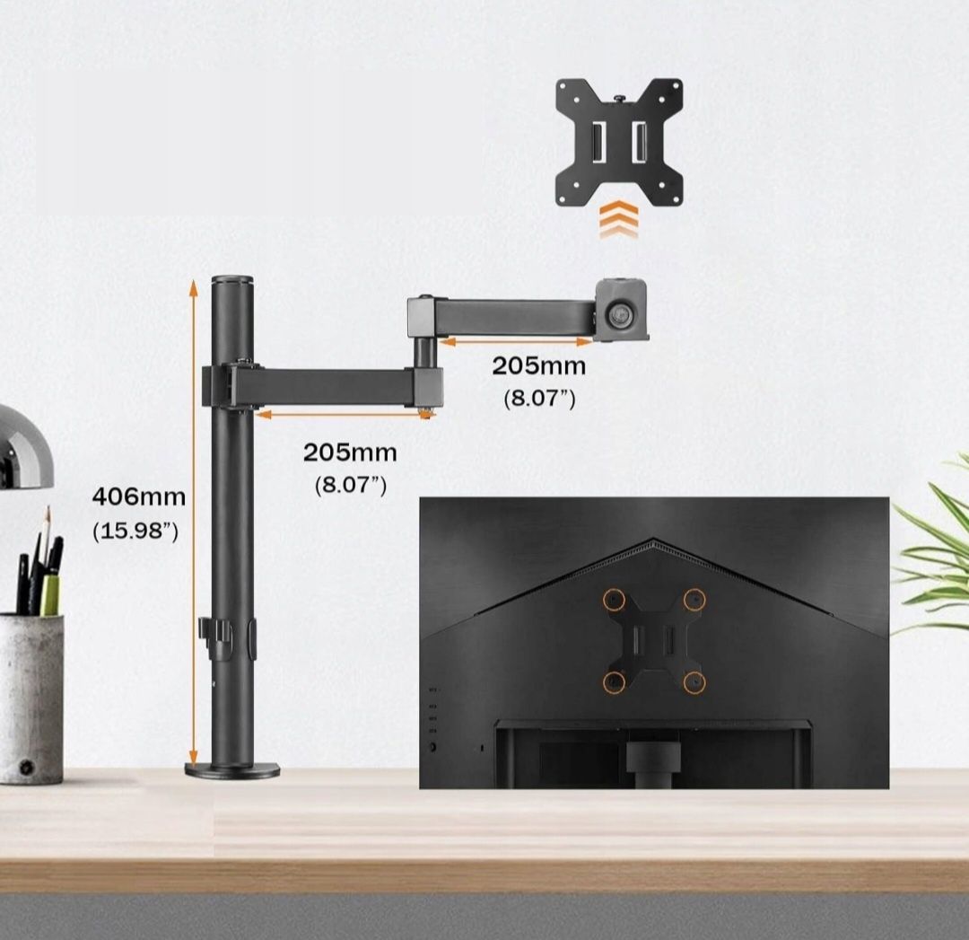 Uchwyt do monitora 13-32" Bracwiser MD7421 VESA max 10 kg obrót 360°