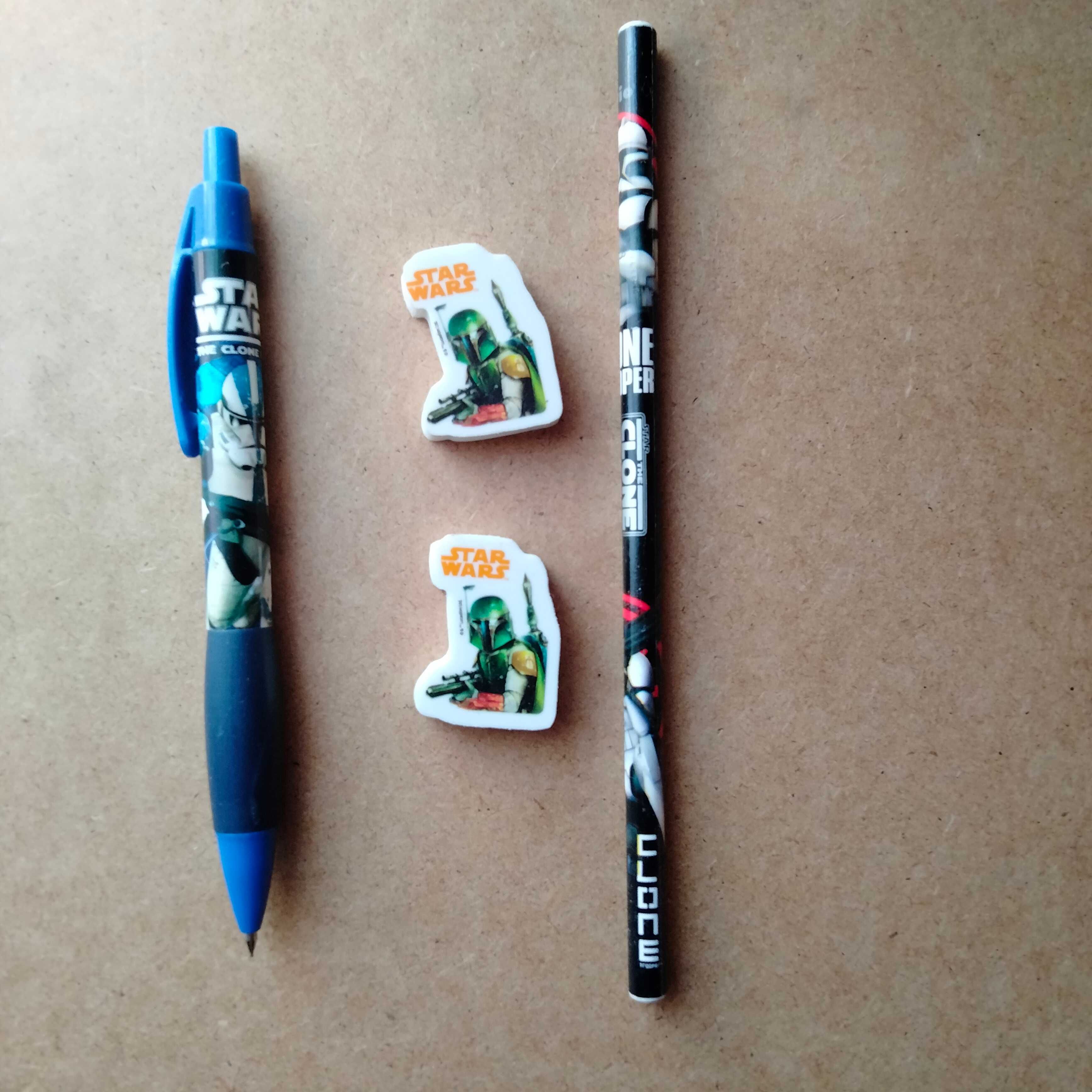 2 ołówki, tradycyjny i automatyczny, 2 gumki do zmazywania, Star Wars