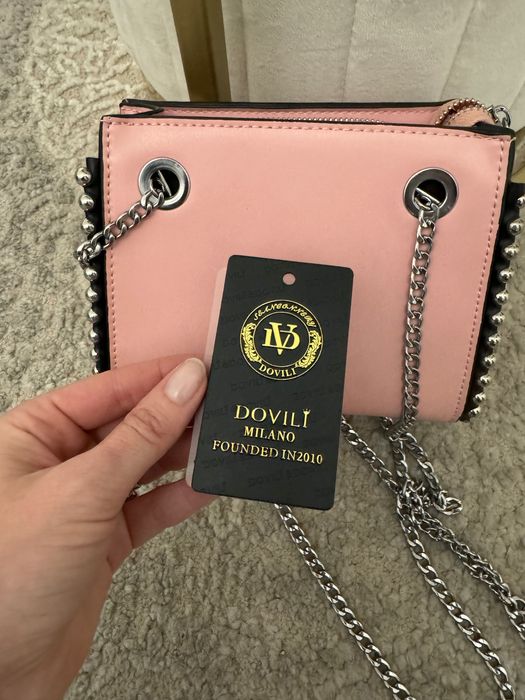 Сумка з цепочкою рожева, жіноча