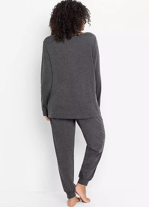 B.P.C piżama damska bluzka i spodnie szare ze srebrnymi napisami r.40/