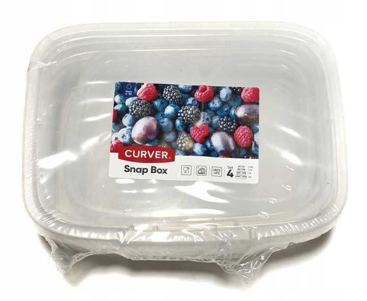 CURVER Zestaw Pojemników SNAPBOX 0,25l+0,4l+1,3l+1,8l Transparentne