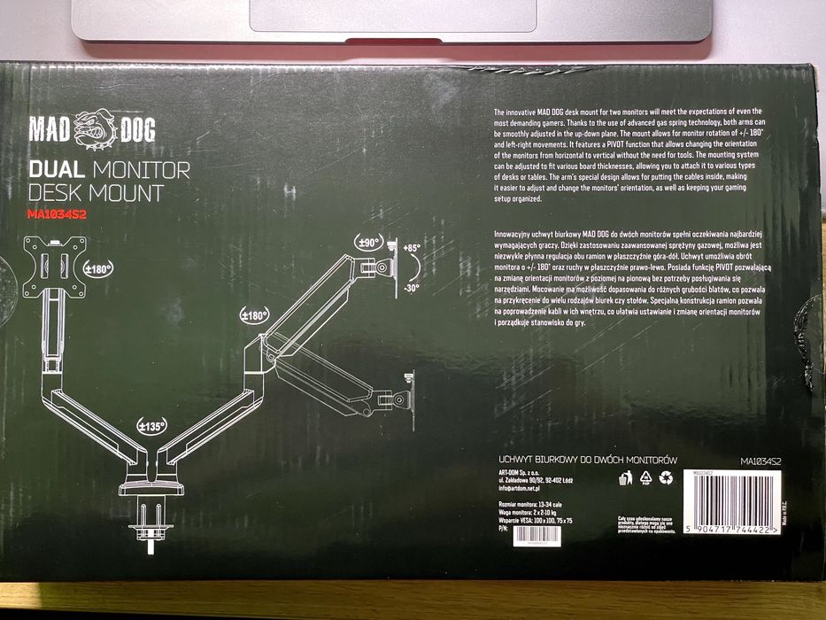 Uchwyt MAD DOG MA1034S2 na 2 monitory 13–34”