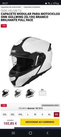 Capacete modular SMK Gullwing branco