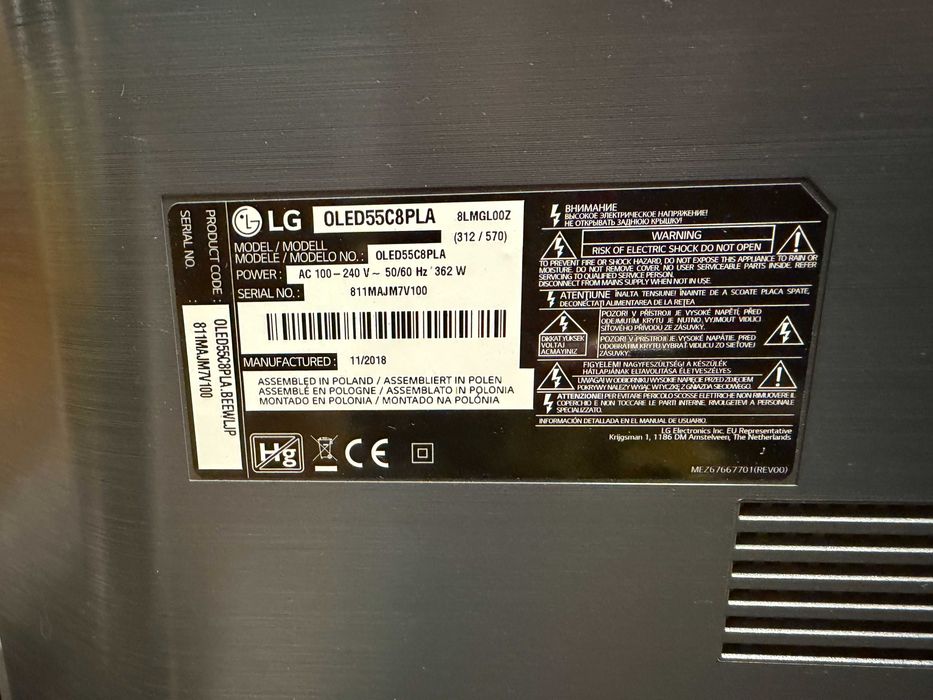 Telewizor LG OLED55C8PLA 55 Cali 4K 120HZ Smart WebOs DVBT2 Hevc wada