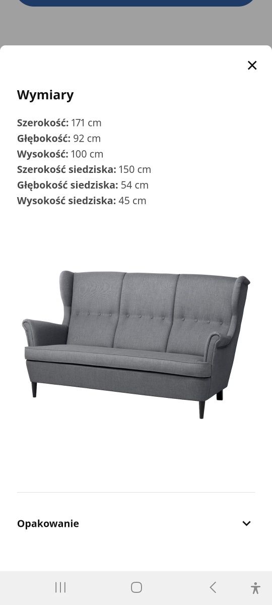 STRANDMON 3-osobowa sofa uszak