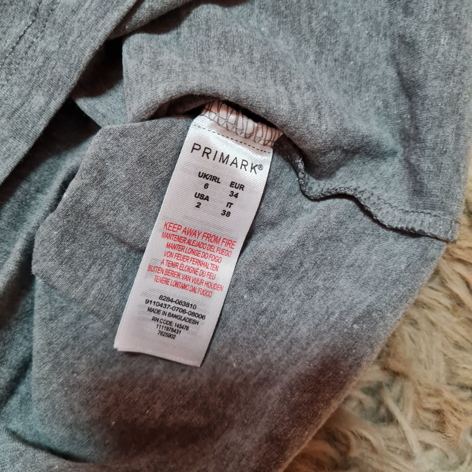 Primark obcisła sukienka szara r. XS z dłuższym rękawem mini midi