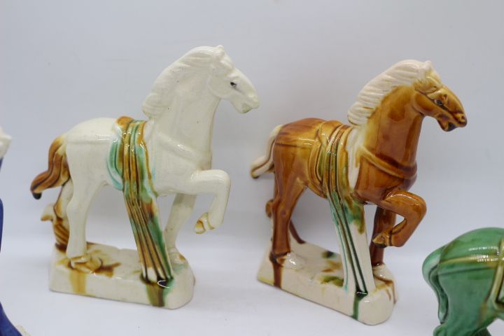 4 Cavalos Porcelana Chinesa Antiga Dinastia Tang 3 cores anos 70