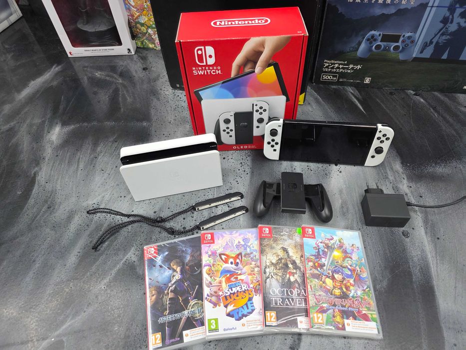 Konsola Nintendo Switch OLED + 4 gry + Gwarancja 12 mc SKLEP ZAMIANA