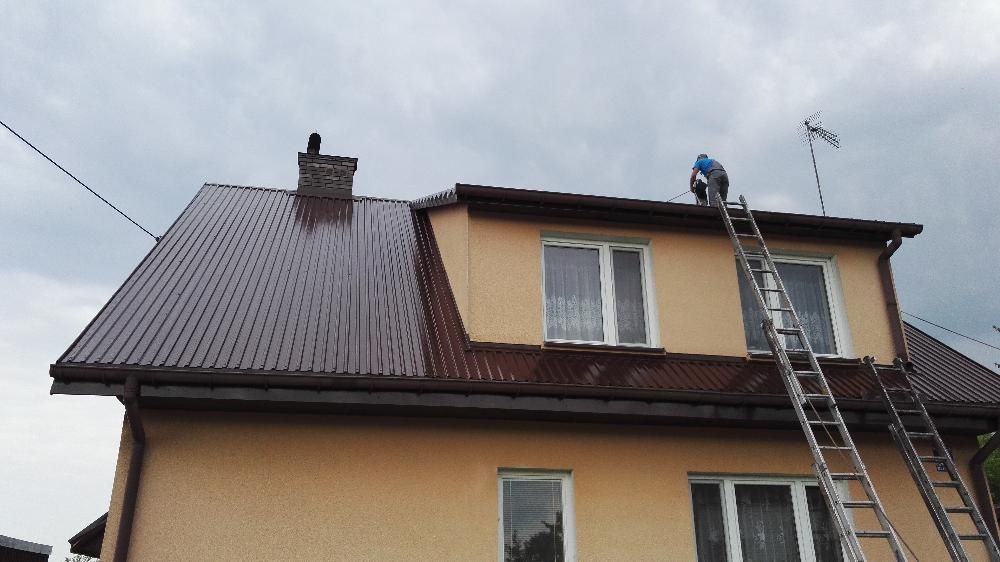 Malowanie mycie dachów. Montaż obróbek podbitki rynien