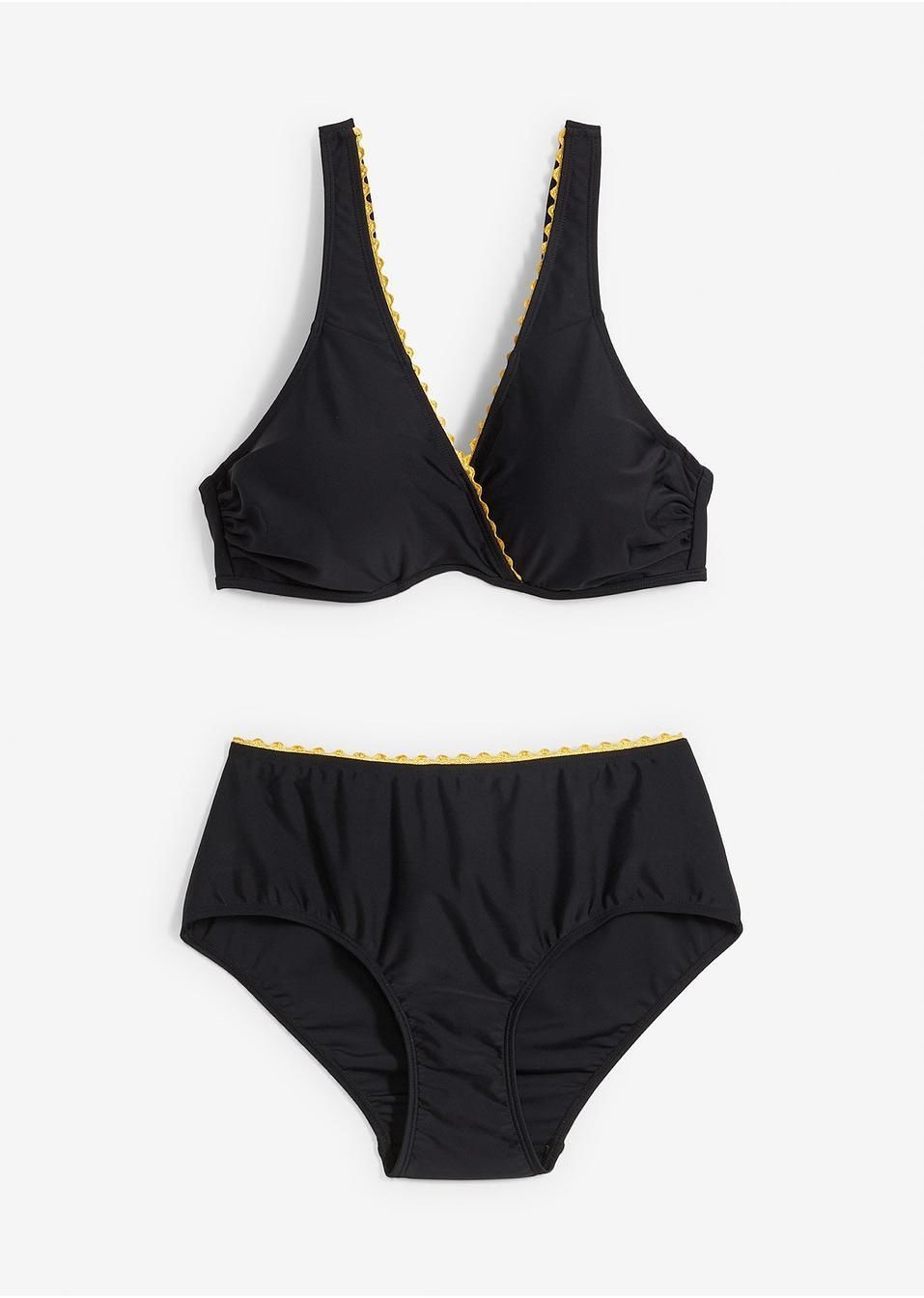 B.P.C bikini czarne ze złotą koronką usztywniane ^38(75D)