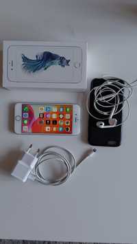 IPhone 6s 64GB Silver, etui, ładowarka, słuchawk,i idealny ekran