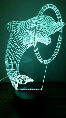 Lampka nocna led 3d plexa delfin gratis