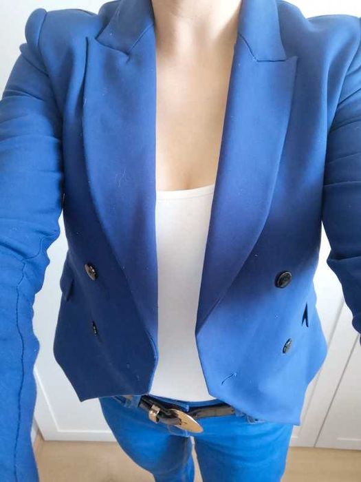 Zara granatowa marynarka 34/XS