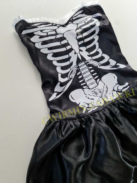 Halloween przebranie Strój kostium Szkielet sukienka M czarna