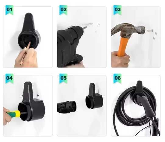Suporte de parede para cabo de carregamento de veículos elétricos