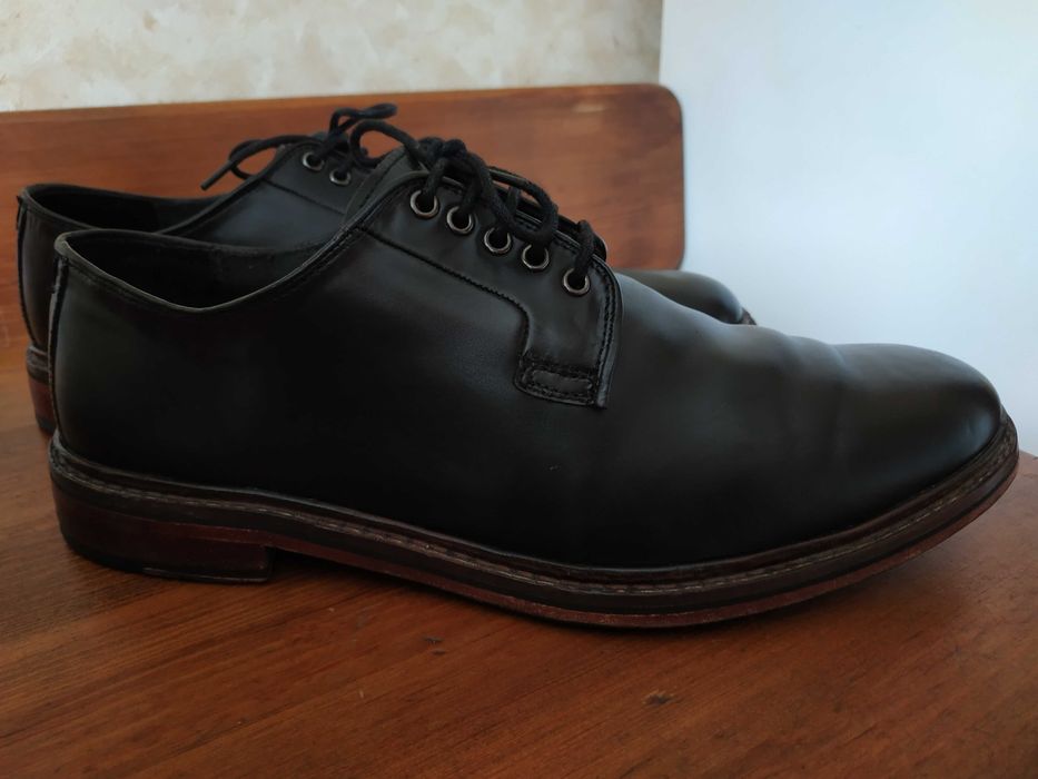 Мужские кожаные черные туфли Thomas Partridge броги 46 размер (31 см)