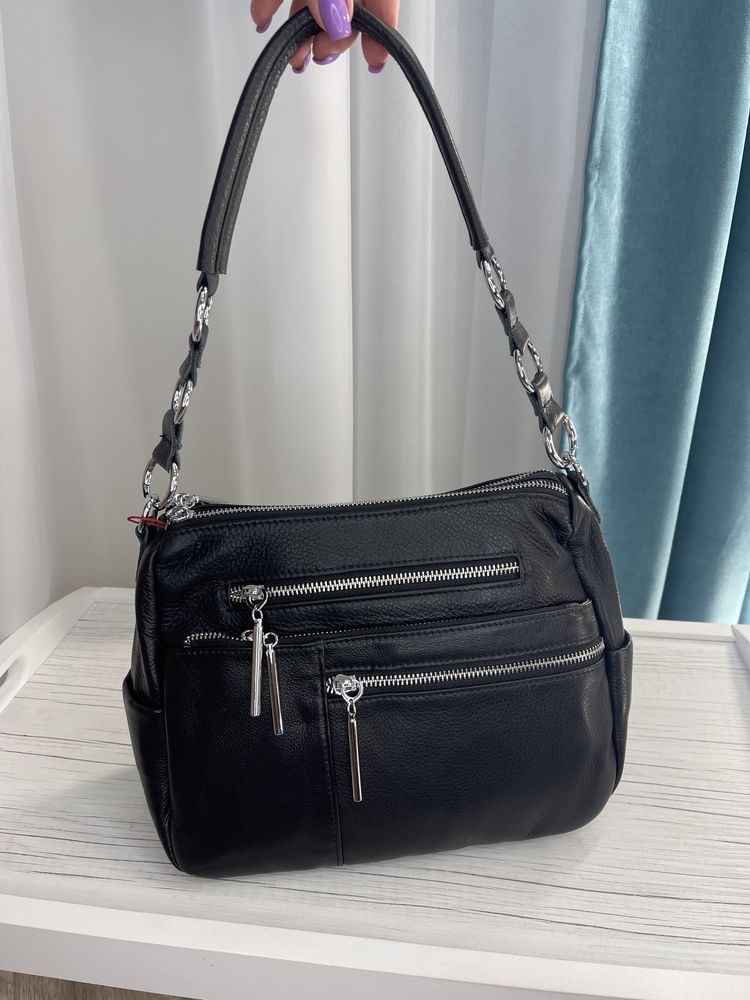 Женская сумка кожа черная,белая,синяя Жіноча сумка шкіра