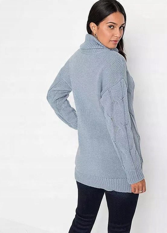 B.P.C sweter z golfem niebieski w warkocze 44/46.