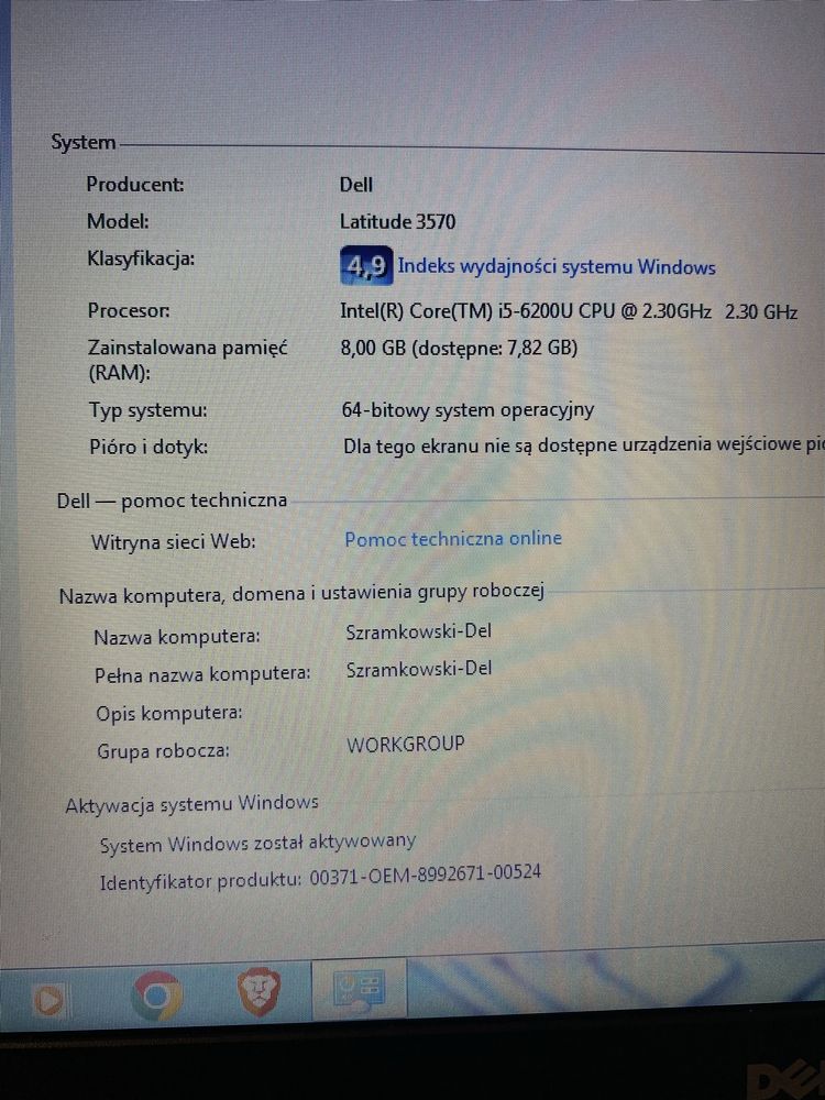 Laptop Dell Latitude 3570. 15,6 cala