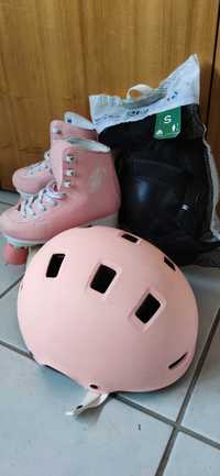 Kit patins tamanho 32 (20cm), capacete e proteção