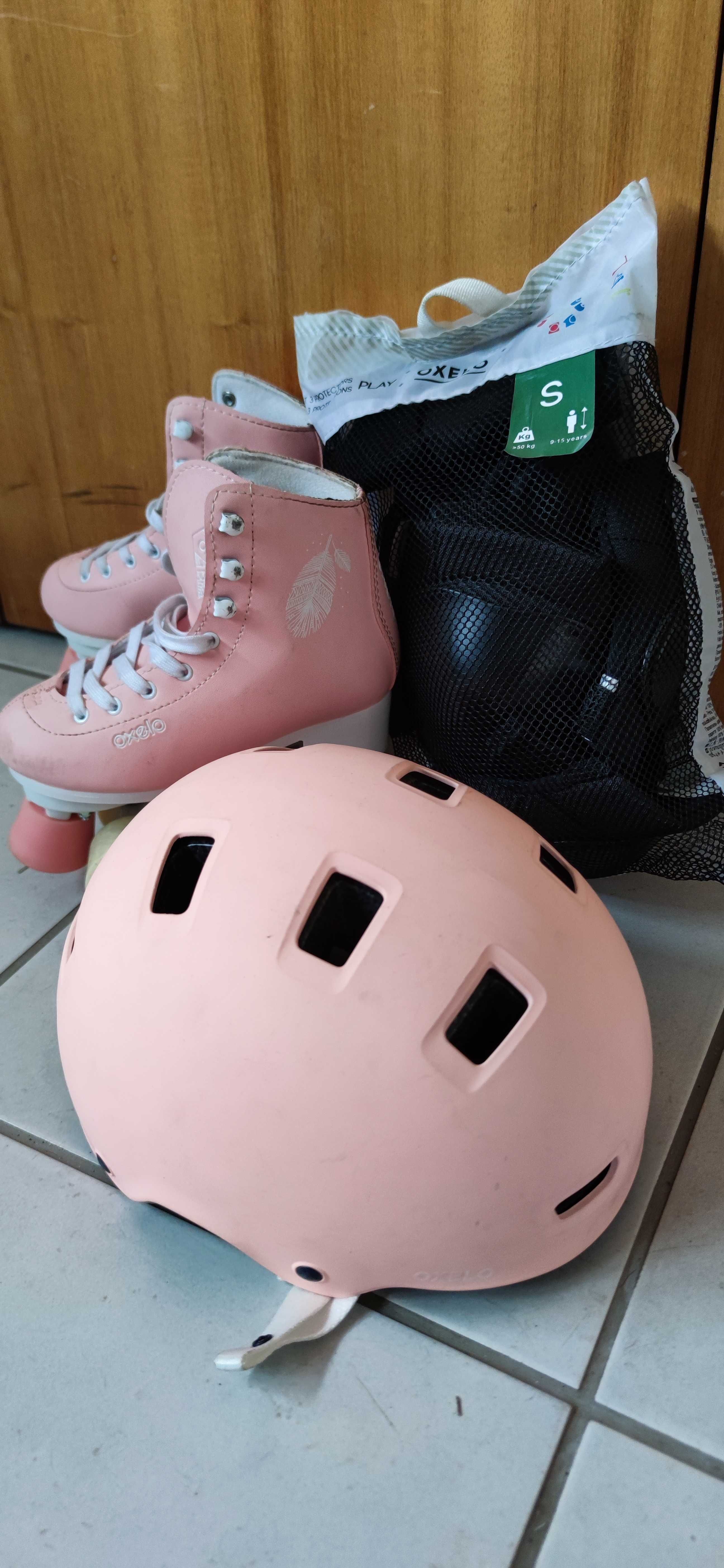 Kit patins tamanho 32 (20cm), capacete e proteção