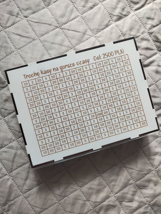 Skarbonka drewniana - wykreślanka - idealna na prezent