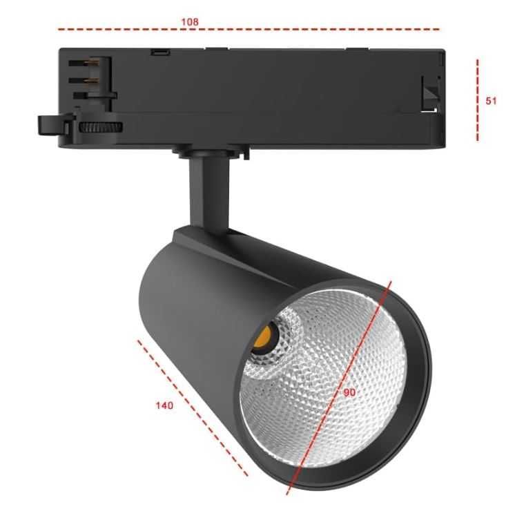 Reflektor LED pod szynę prądową 30W 4000K czarny FOOC