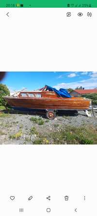 łódź motorowa kabinowa mahoniowy do renowacji 8,5 metra lata 60