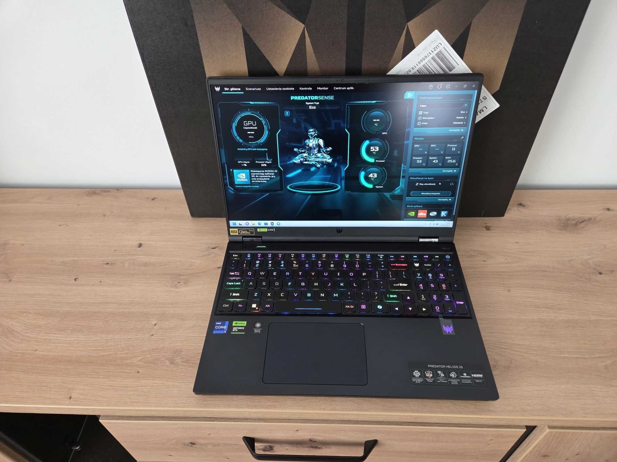 Laptop Gamingowy Predator Helios 16 (Intel i9, 32GB, RTX 4070, Win 11)