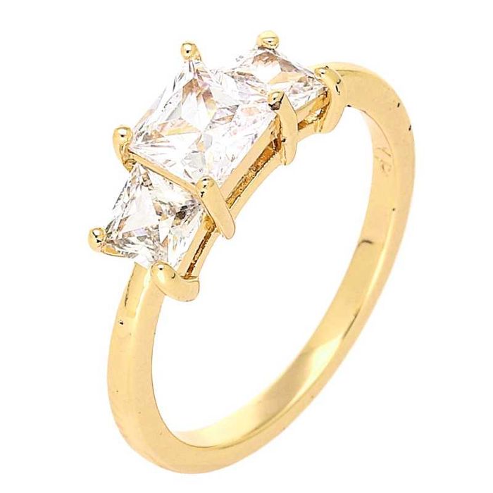 Pierścionek złoty z BRYLANCIKAMI stal chirurgiczna 7/17mm CUDO SM44