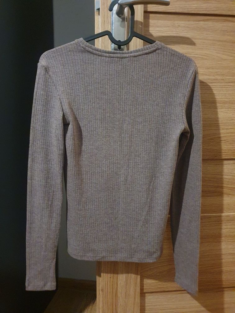 Mango brązowy sweter prążkowany