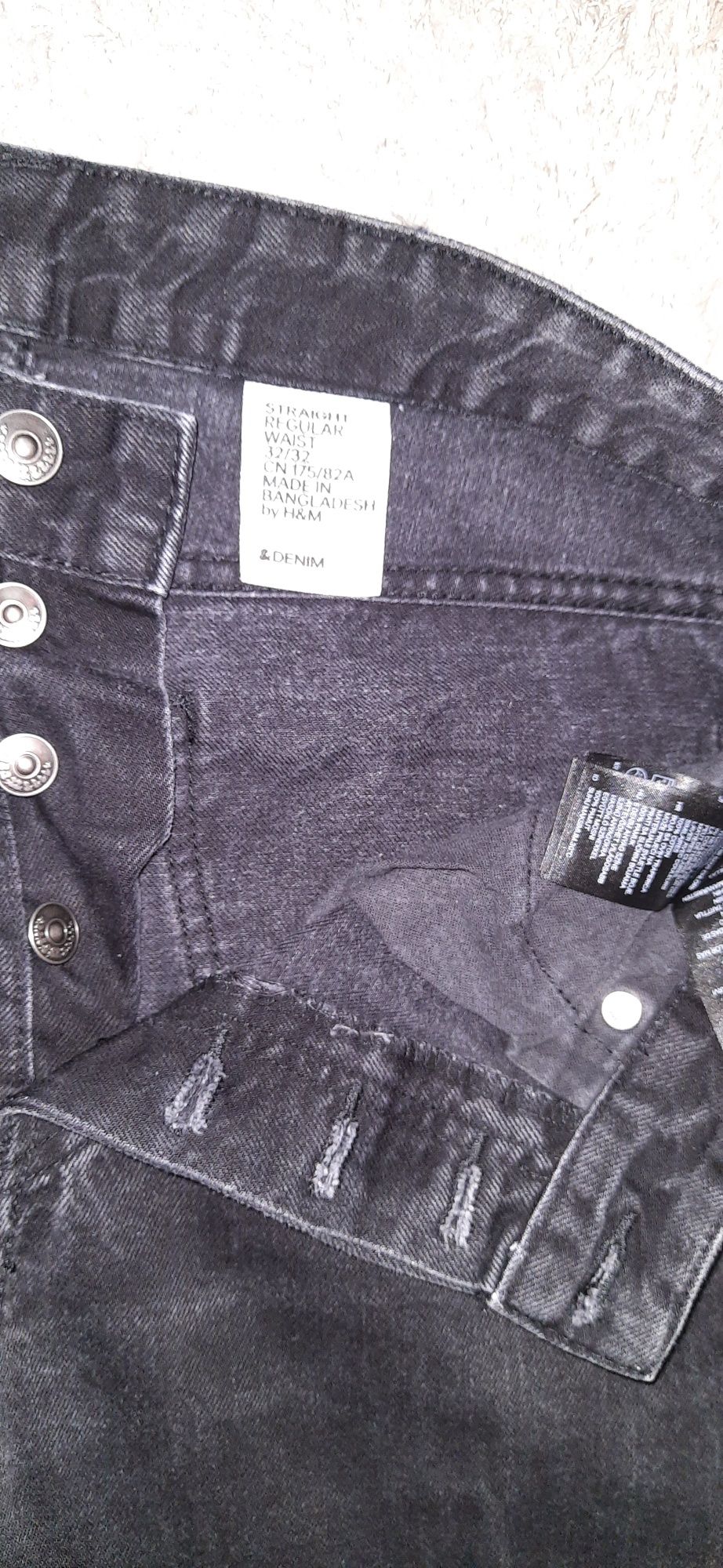 Męskie czarne jeansy spodnie H&M 32/32