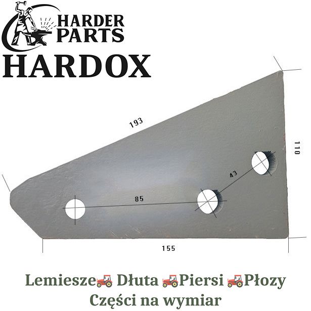 Płoza przednia Overum HARDOX 35060 części do pługa 2X lepsze niż Borow