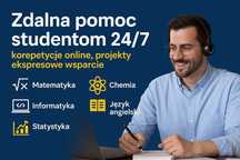 Zdalna pomoc studentom 24/7 korepetycje online, projekty, ekspresowe