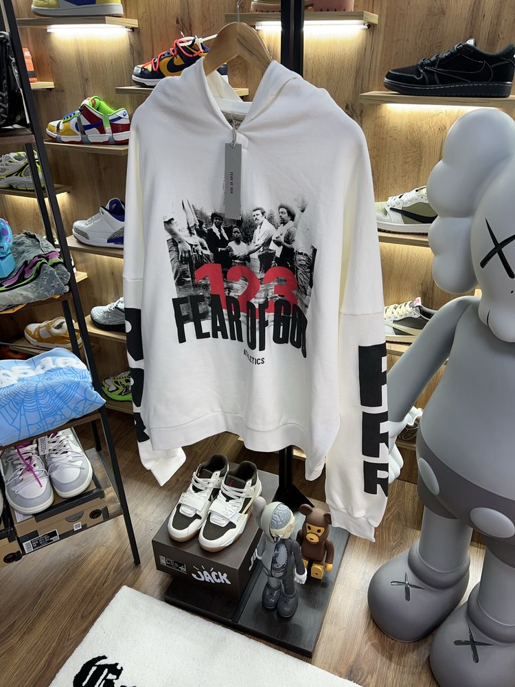 Худі Fear OF God x RRR123 Stop Running White