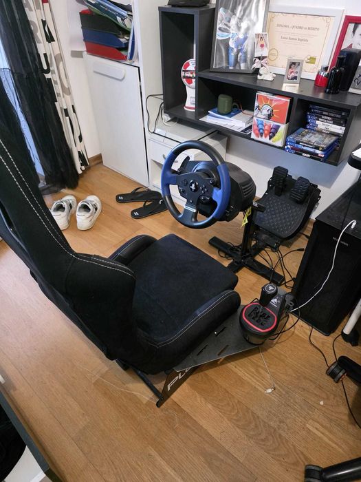 volante t150 + caixa de mudanças thrustmaster