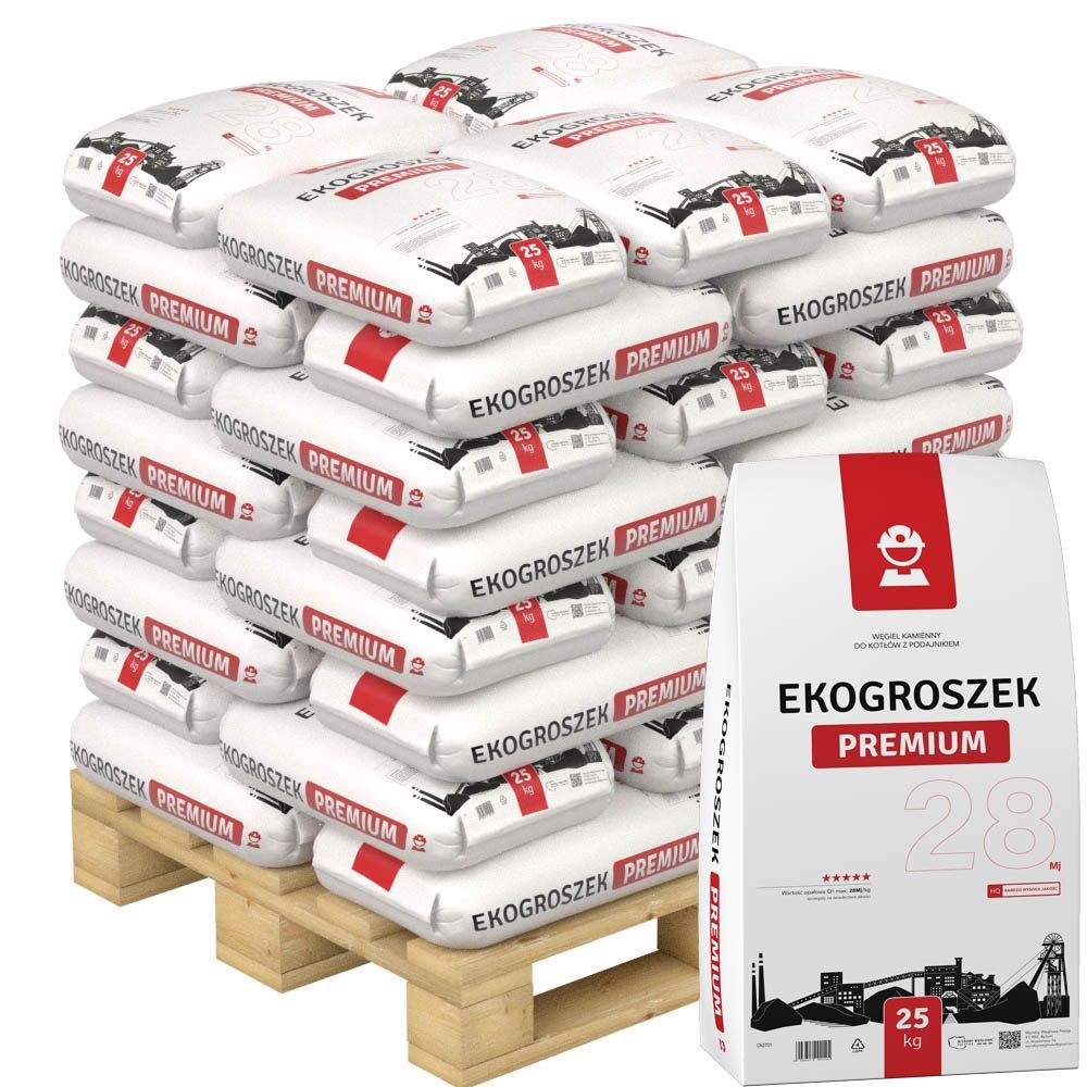 Węgiel Groszek Premium 5-25 mm 28 MJ/KG. Ekogroszek, wysoka jakość.