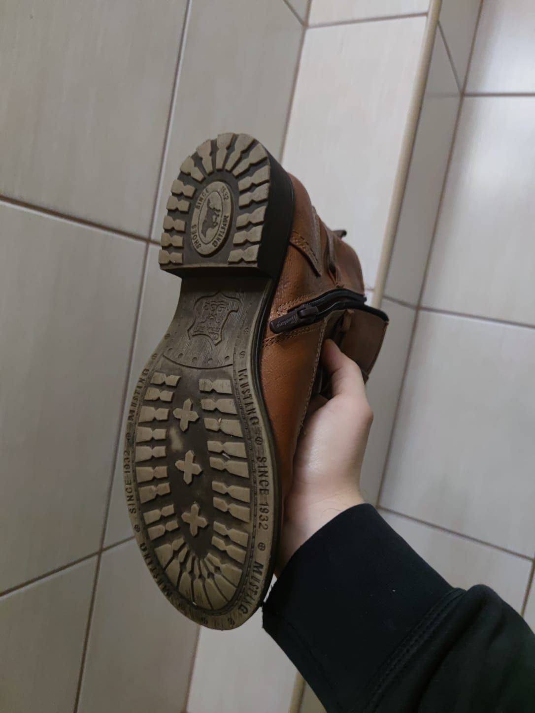 buty damskie 38 Mustang botki brązowe wysokie design kozaki ekologiczn
