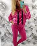 Dres Komplet dresowy welurowy FUKSJA Moda Italia oversize