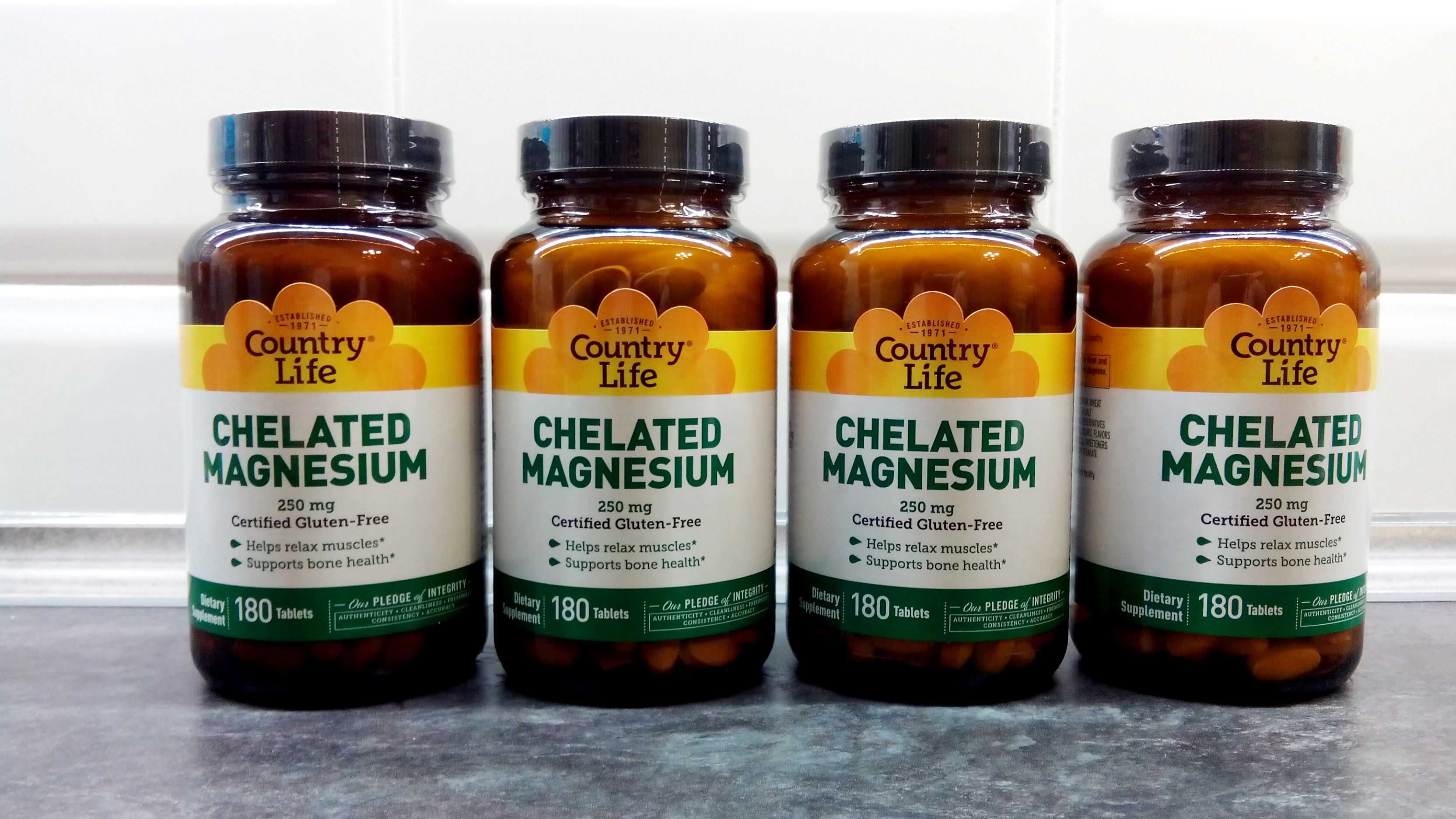 Country Life, Chelated Magnesium 250 мг (180 таб.) магний хелат магній