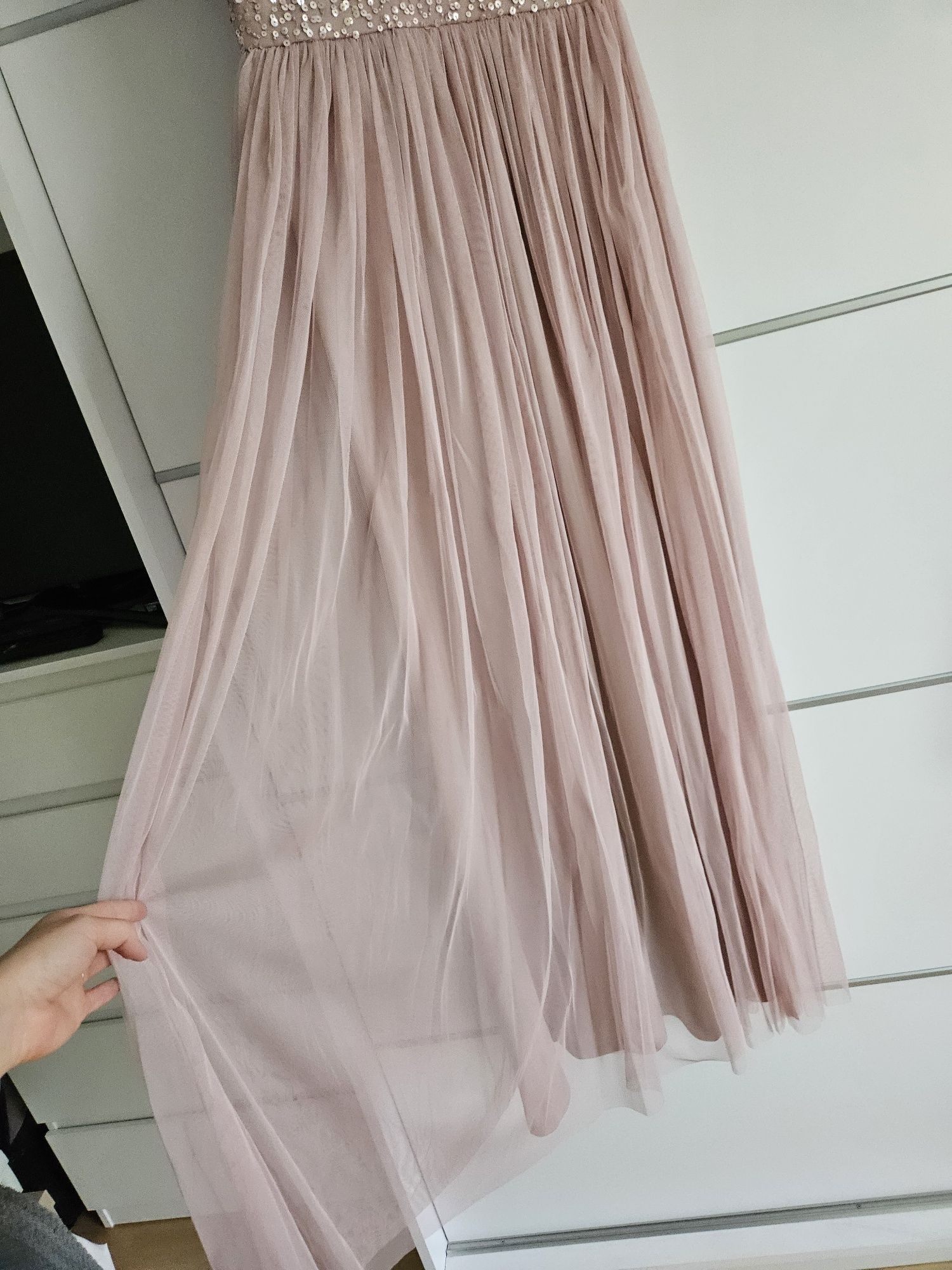 Różowa sukienka suknia balowa świadkowej druhny maxi maya deluxe