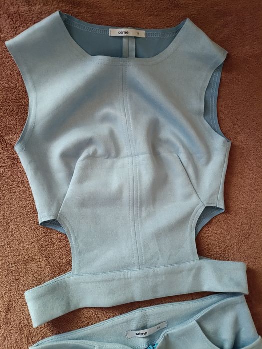 Замшевий жіночий костюм THIERRY блакитного кольору